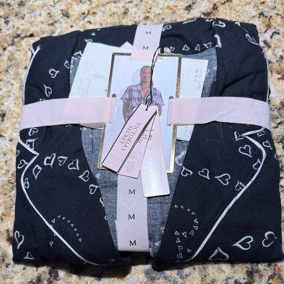 Victoria's Secret Other - Victoria's Secret Black and White Heart Pajama Set NWT